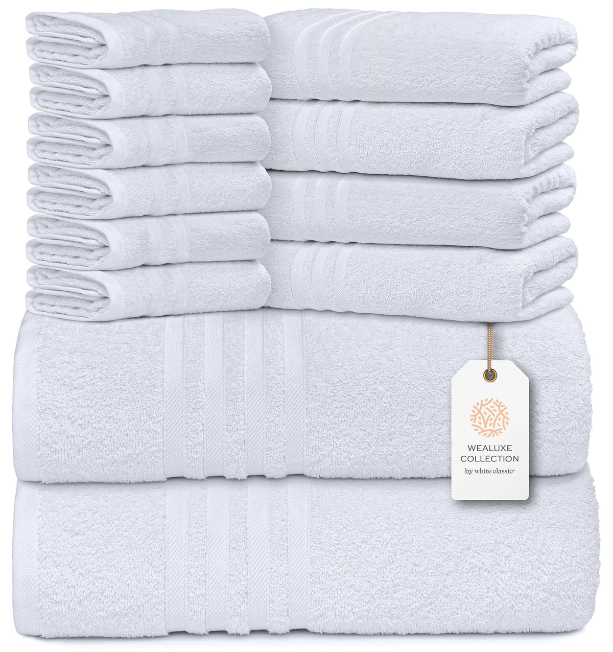 12 Pcs Bath Towel Set for Bathroom 100% Cotton Soft and Plush Highly Absorbent - Rieworkes