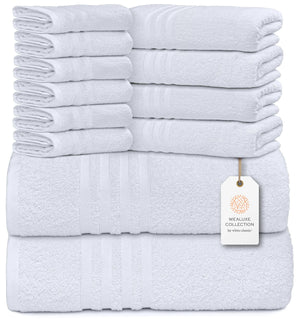12 Pcs Bath Towel Set for Bathroom 100% Cotton Soft and Plush Highly Absorbent - Rieworkes