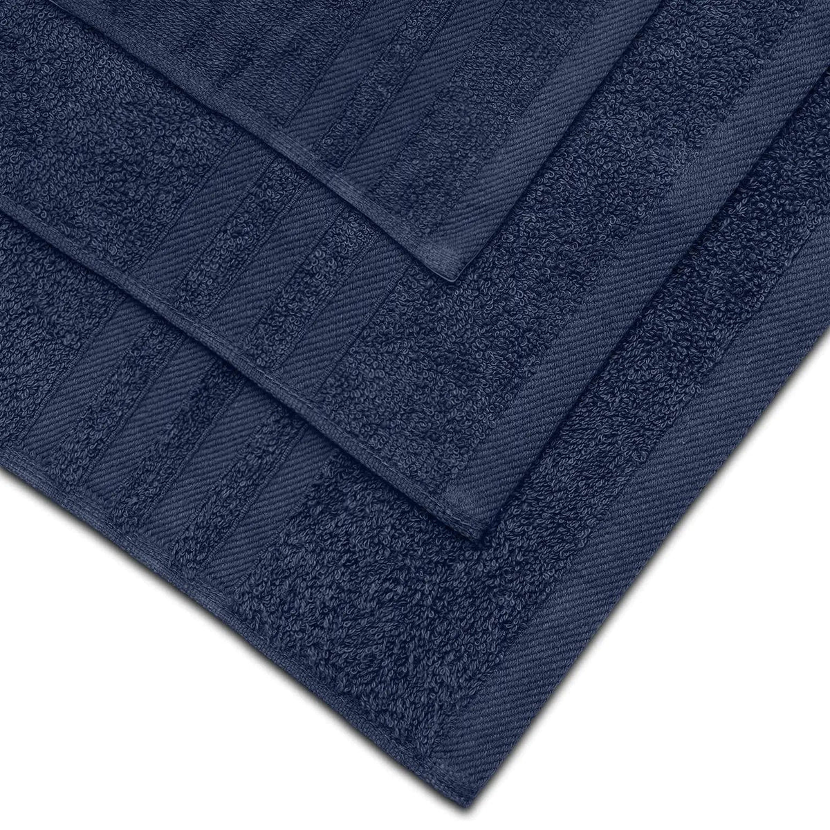 12 Pcs Bath Towel Set for Bathroom Wealuxe Collection 100% Cotton Soft Navy Blue - Rieworkes