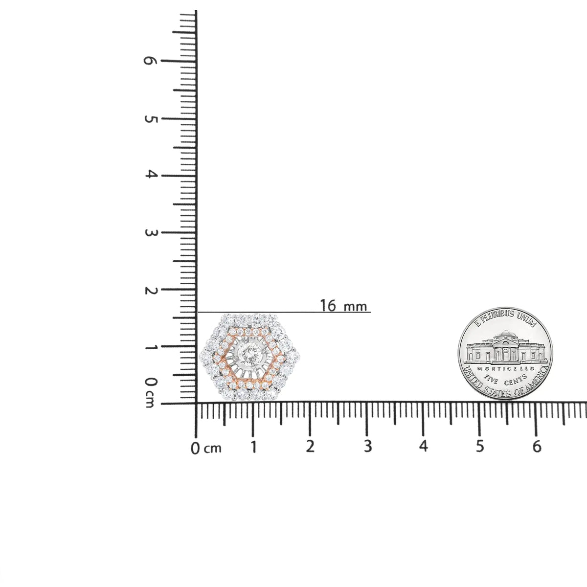 14K Rose and White Gold 1 7/8 Cttw Round Diamond Double Halo Earring Jacket for 6mm Round Studs (G - H Color, VS2 - SI1 Clarity) - Rieworkes
