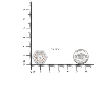 14K Rose and White Gold 1 7/8 Cttw Round Diamond Double Halo Earring Jacket for 6mm Round Studs (G - H Color, VS2 - SI1 Clarity) - Rieworkes