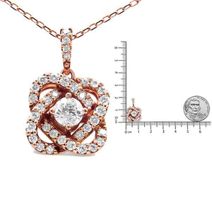 14K Rose Gold 1.00 Cttw Diamond Criss Cross Infinite Swirl "18" Pendant Necklace (H - I Color, SI2 - I1 Clarity) - Rieworkes