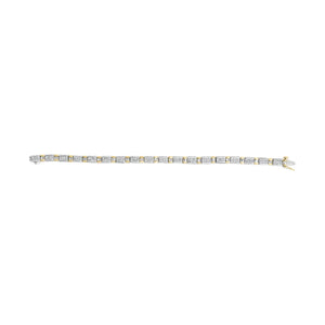 14k Two - Tone 2.00 Cttw Round - Cut and Baguette - Cut Diamond Bar Link 7" Bracelet (I - J Color, SI2 - I1 Clarity) - Rieworkes