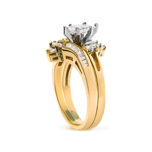 14K Two Tone 3/4 Cttw Diamond Engagement Ring Set (H - I Color, SI1 - SI2 Clarity) - Rieworkes