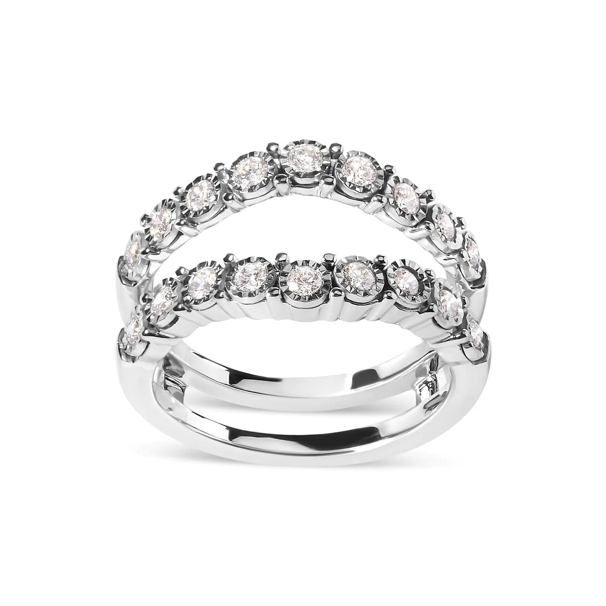 14k White Gold 1/2 Cttw Miracle Set Diamond Enhancer Wrap Ring Guard (H - I Color, I1 - I2 Clarity) - Rieworkes