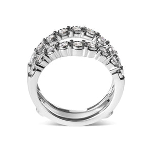 14k White Gold 1/2 Cttw Miracle Set Diamond Enhancer Wrap Ring Guard (H - I Color, I1 - I2 Clarity) - Rieworkes