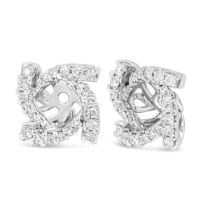 14K White Gold 1/3 Cttw Round Diamond Spiral Earring Jacket for 4mm Round Studs (G - H Color, VS2 - SI1 Clarity) - Rieworkes