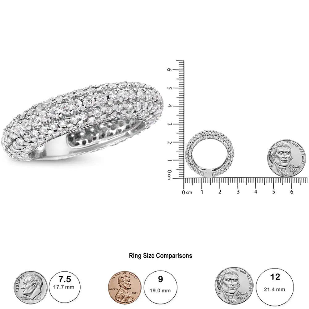 14K White Gold 2 1/2 Cttw Round - Cut Diamond Cluster Band Ring (H - I Color, SI1 - SI2 Clarity) - Rieworkes