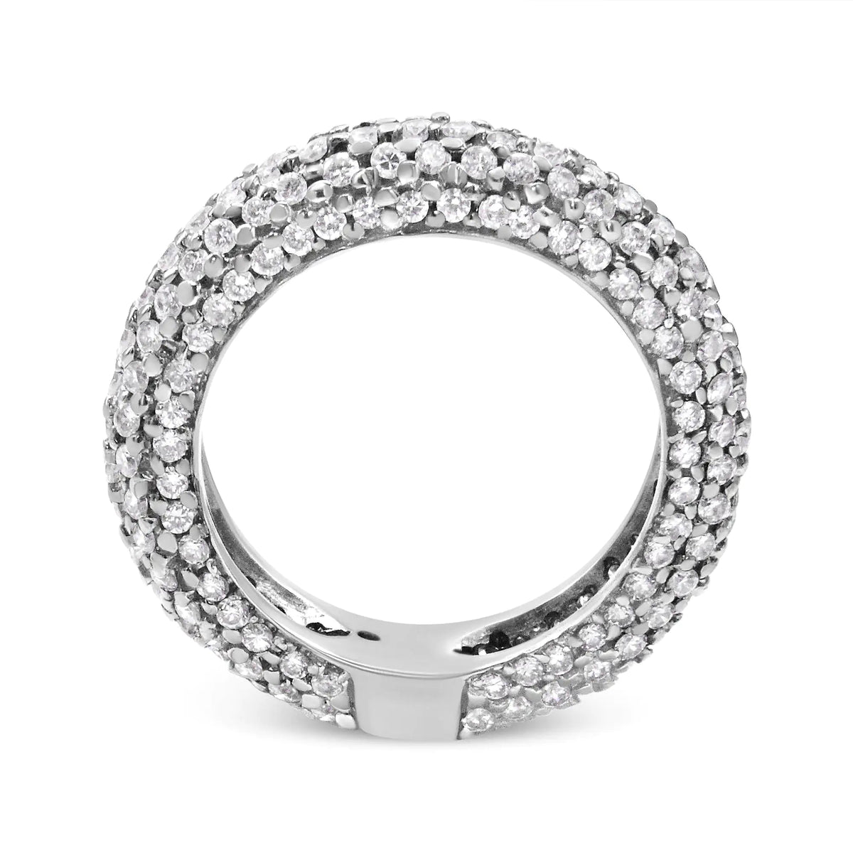 14K White Gold 2 1/2 Cttw Round - Cut Diamond Cluster Band Ring (H - I Color, SI1 - SI2 Clarity) - Rieworkes