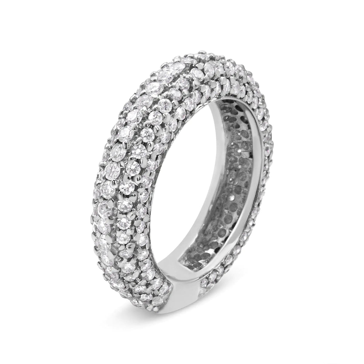 14K White Gold 2 1/2 Cttw Round - Cut Diamond Cluster Band Ring (H - I Color, SI1 - SI2 Clarity) - Rieworkes