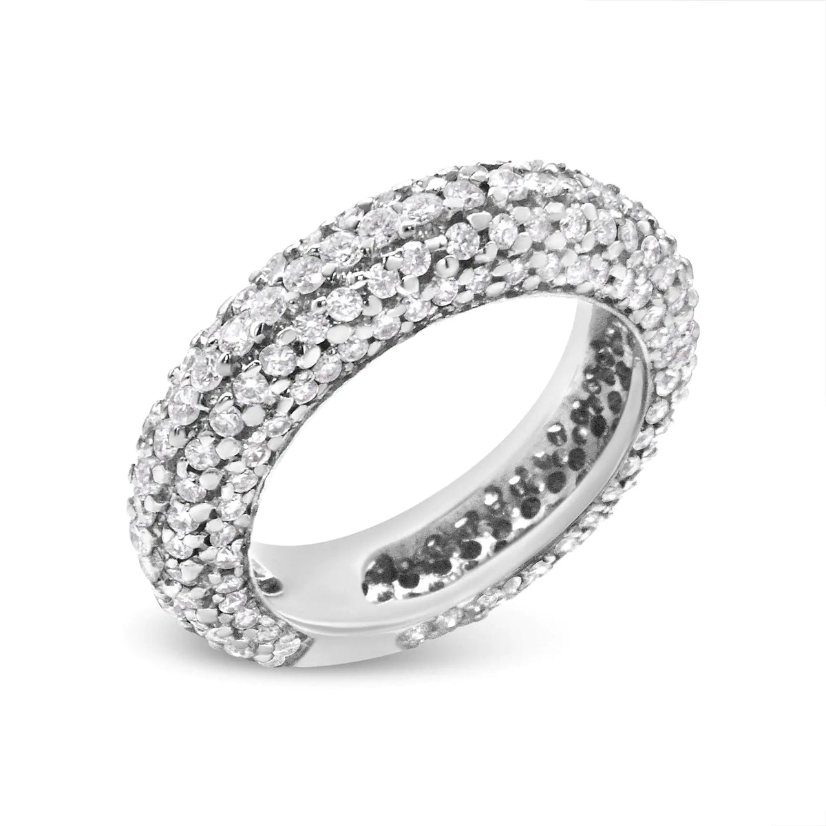 14K White Gold 2 1/2 Cttw Round - Cut Diamond Cluster Band Ring (H - I Color, SI1 - SI2 Clarity) - Rieworkes