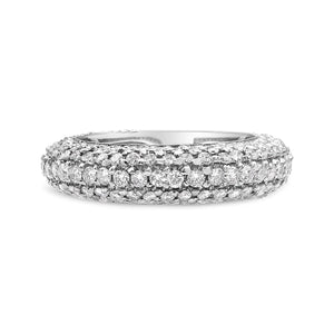 14K White Gold 2 1/2 Cttw Round - Cut Diamond Cluster Band Ring (H - I Color, SI1 - SI2 Clarity) - Rieworkes