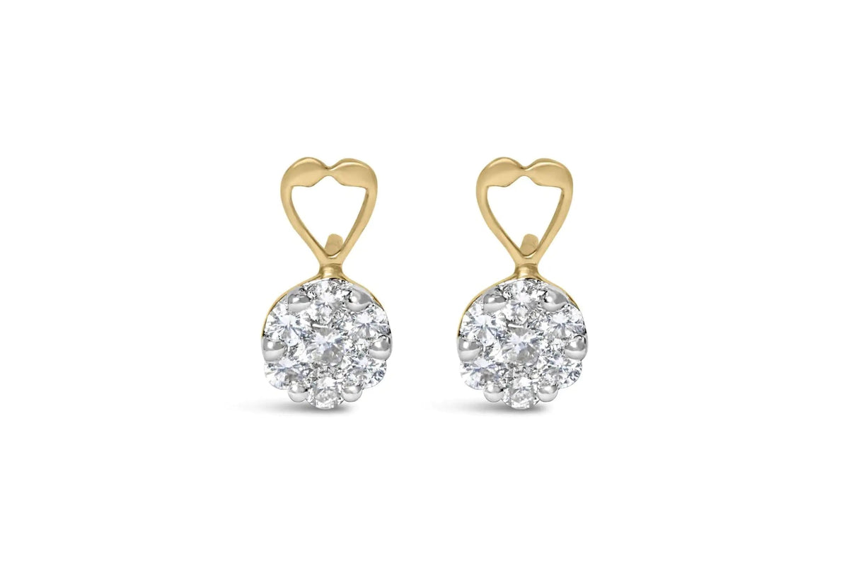 14K Yellow Gold 1ct. TDW Round - cut Diamond Earrings (I - J,SI2 - I1) - Rieworkes