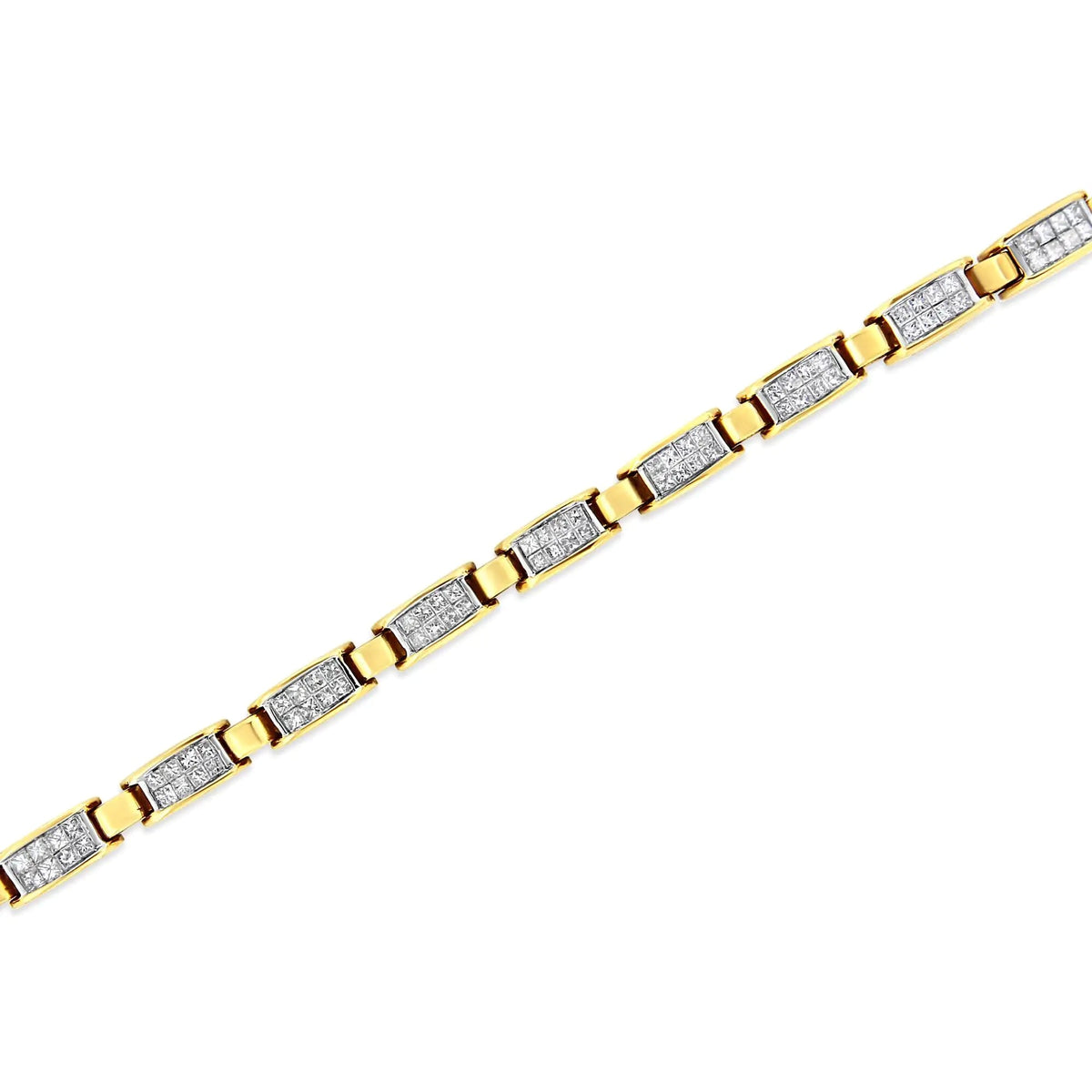 14K Yellow Gold 2 1/2 Cttw Princess - Cut Diamond Link Tennis Bracelet (H - I Color, SI2 - I1 Clarity) - 7.25&quot; - Rieworkes