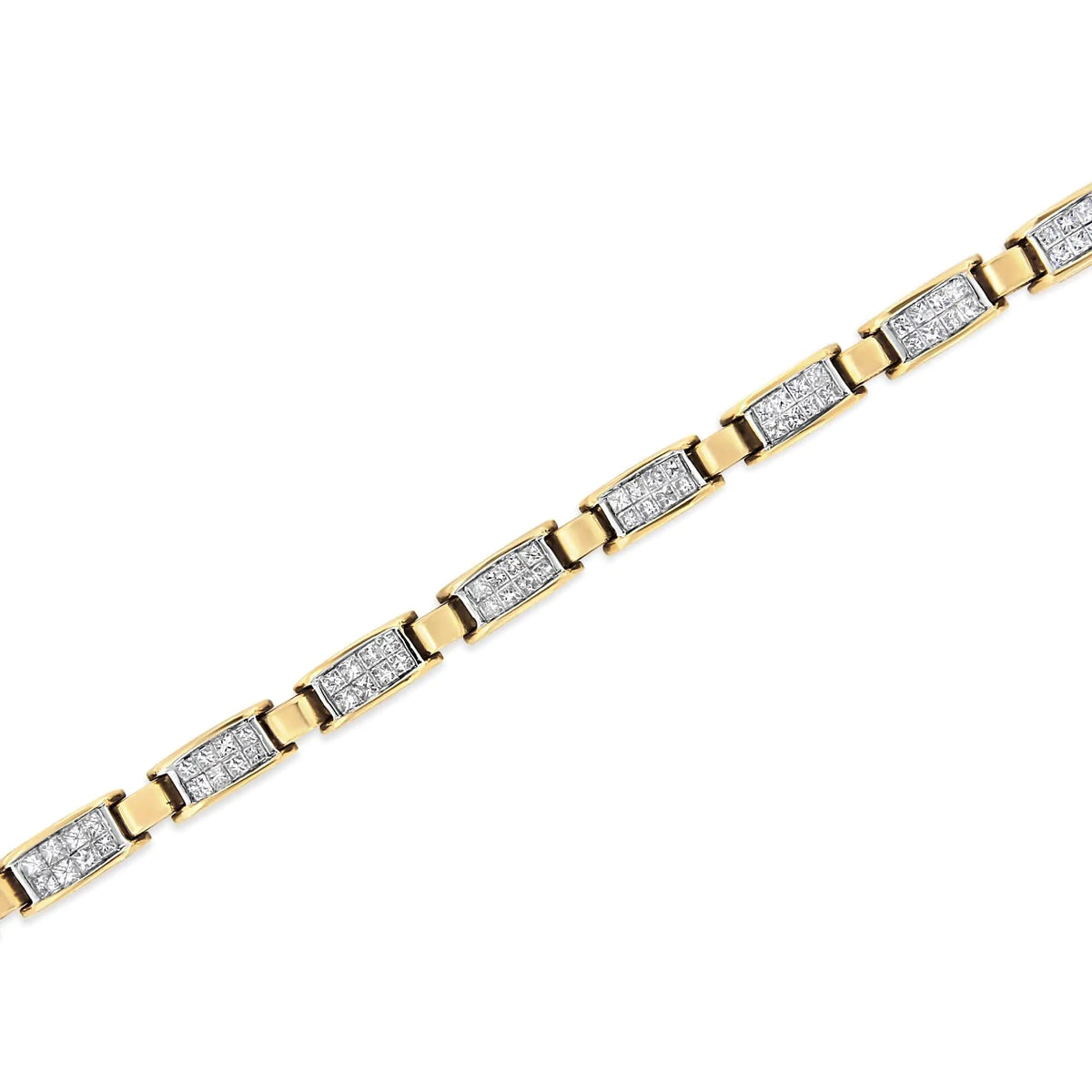 14K Yellow Gold 2 1/2 Cttw Princess - Cut Diamond Link Tennis Bracelet (H - I Color, SI2 - I1 Clarity) - 7.25&quot; - Rieworkes