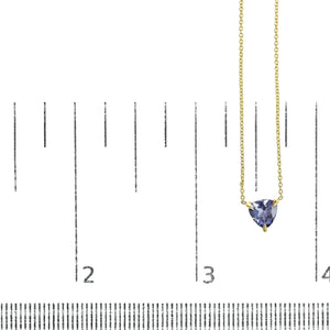 14k Yellow Gold 3 - Prong Martini Set Blue Tanzanite Trillion Solitaire 18" Pendant Necklace - Rieworkes