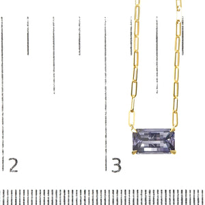 14K Yellow Gold Natural 2 7/8 Cttw Pixel Cut Emerald Bicolor Tanzanite Pendant Necklace with Paperclip Chain - 18 Inches - Rieworkes