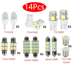 14Pcs T10 36mm LED Interior Car Accessories Kit Map Dome License Plate Lights - Rieworkes