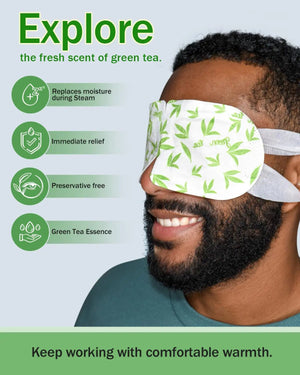 16 Packs Steam Eye Masks for Dry Eyes, Green Tea Warm Eye Mask, Relief Eye Fatigue Hot Sleep Eye Mask for Puffy Eyes Mask, Disposable Moist Heating Compress Pads for Sleeping, Self Heated Eye Mask - Rieworkes