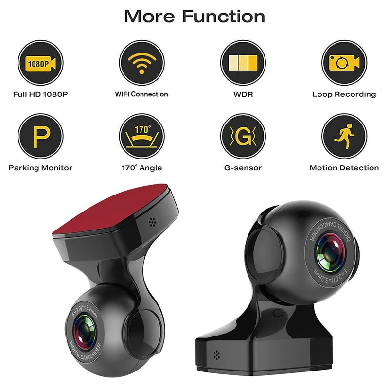 170° WiFi Dash Cam Recorder Car Camera HD 1080P Car DVR Vehicle Video G - Sensor - Rieworkes