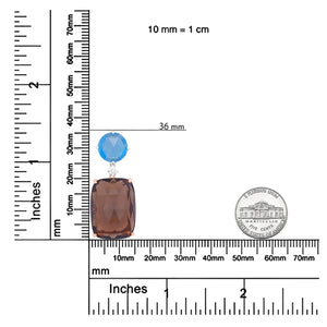 18K Rose and White Gold Diamond Accent and London Blue Topaz and Cushion Cut Smoky Quartz Gemstone Dangle Drop 18" Pendant Necklace (G - H Color, SI1 - SI2 Clarity) - Rieworkes