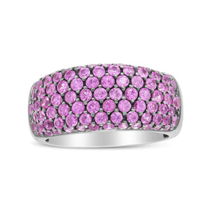 18K White Gold and Black Rhodium Multi Row Pink Sapphire Classic Band Ring - Rieworkes