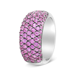 18K White Gold and Black Rhodium Multi Row Pink Sapphire Classic Band Ring - Rieworkes