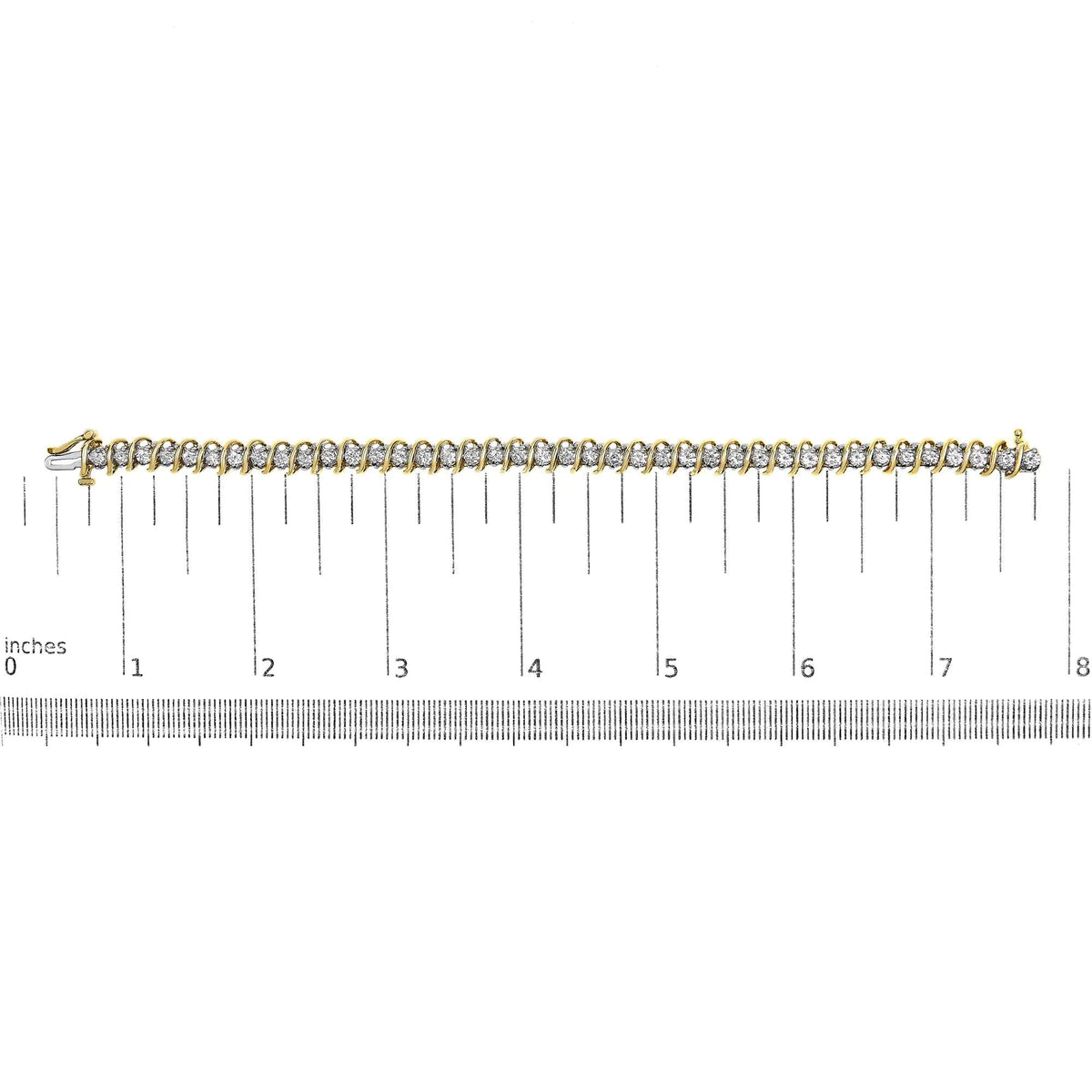 18K Yellow Gold 4.0 Cttw Round - Cut Diamond S - Link 7&quot; Inch Tennis Bracelet (I - J Color, SI1 - SI2 Clarity) - Rieworkes