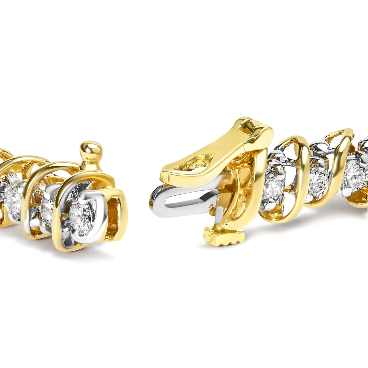 18K Yellow Gold 4.0 Cttw Round - Cut Diamond S - Link 7&quot; Inch Tennis Bracelet (I - J Color, SI1 - SI2 Clarity) - Rieworkes