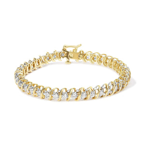 18K Yellow Gold 4.0 Cttw Round - Cut Diamond S - Link 7" Inch Tennis Bracelet (I - J Color, SI1 - SI2 Clarity) - Rieworkes