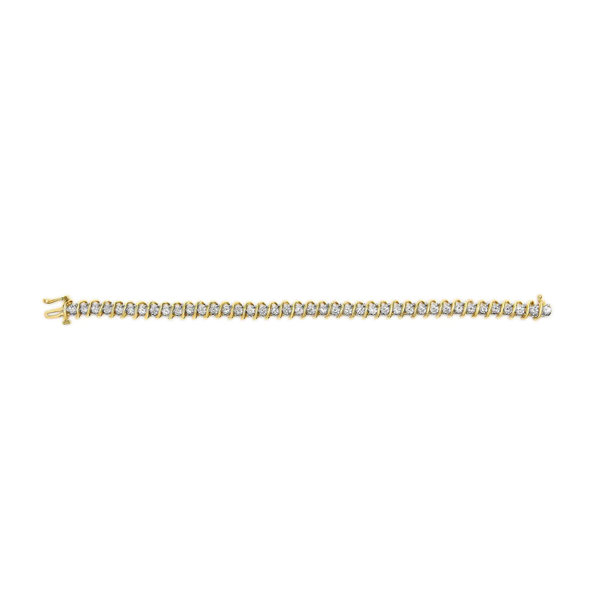 18K Yellow Gold 4.0 Cttw Round - Cut Diamond S - Link 7&quot; Inch Tennis Bracelet (I - J Color, SI1 - SI2 Clarity) - Rieworkes