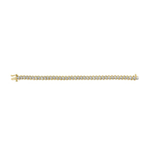 18K Yellow Gold 4.0 Cttw Round - Cut Diamond S - Link 7" Inch Tennis Bracelet (I - J Color, SI1 - SI2 Clarity) - Rieworkes