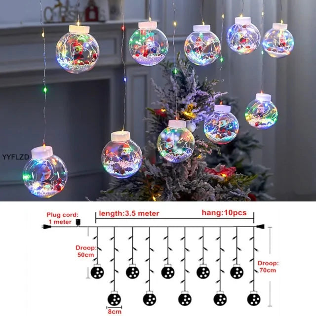 Curtain String Light Ball Santa Claus Rieworkes
