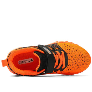 KUBUA Kids Sneakers for Boys Girls Running Tennis Shoes Lightweight Breathable Sport Athletic 4 Big Kid Black Orange Rieworkes