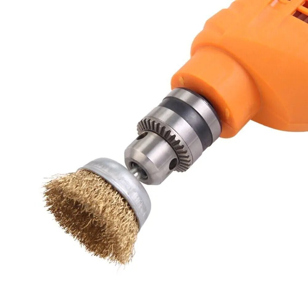 2 - Pack 3 Pcs Wire Brush Wheel Set Cup Drill Bit Rust Paint Attachment 1/4&quot; USA - Rieworkes