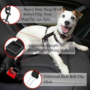 2 Pack Cat DOG PET Safety Seatbelt Car Vehicle Seat Belt Adjustable Harness Lead - Rieworkes