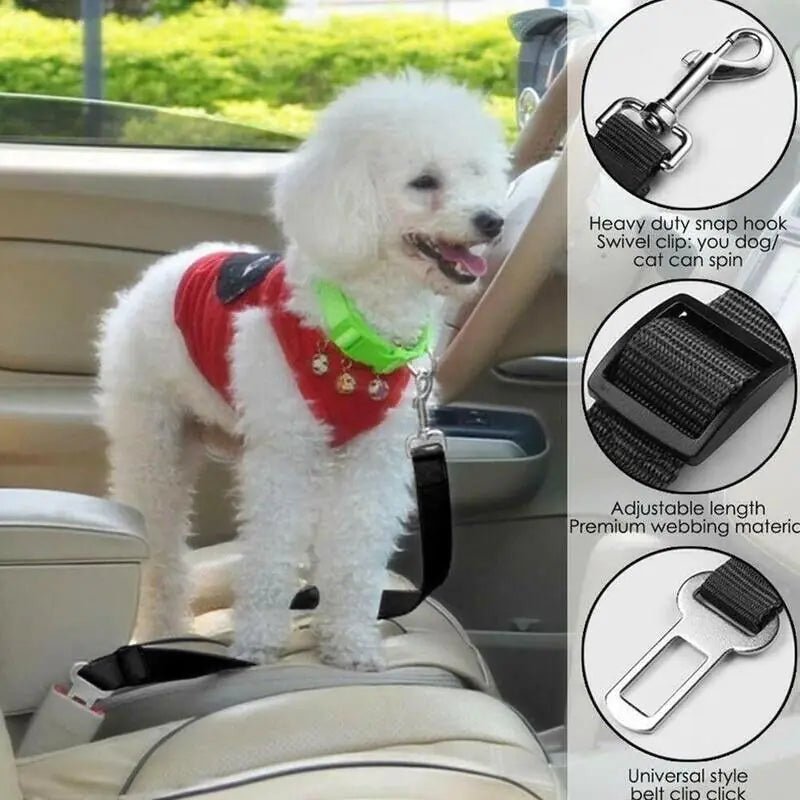 2 Pack Cat DOG PET Safety Seatbelt Car Vehicle Seat Belt Adjustable Harness Lead - Rieworkes
