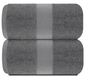 2 Pack Luxury Soft Bath Sheet Towels 650 GSM Extra Large 35x70 inch Grey Color - Rieworkes