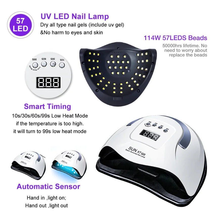 220W Nail Dryer LED Lamp UV Light Polish Gel Curing Machine Electric Manicure - Rieworkes