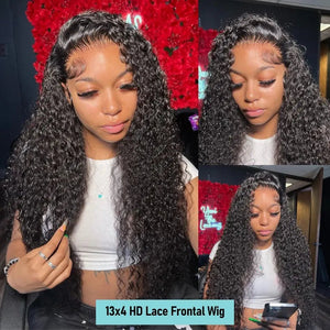 250% Deep Wave 13x6 Lace Frontal Human Hair Wigs Transparent Brazilian Remy 30 40 Inch Water Wave 13x4 Lace Front Wig For Women - Rieworkes