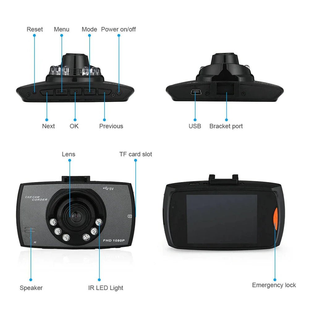 2.7&#39;&#39; Full HD 1080P Dash Cam Car DVR Front &amp; Rear Camera Night Vision G - Sensor - Rieworkes