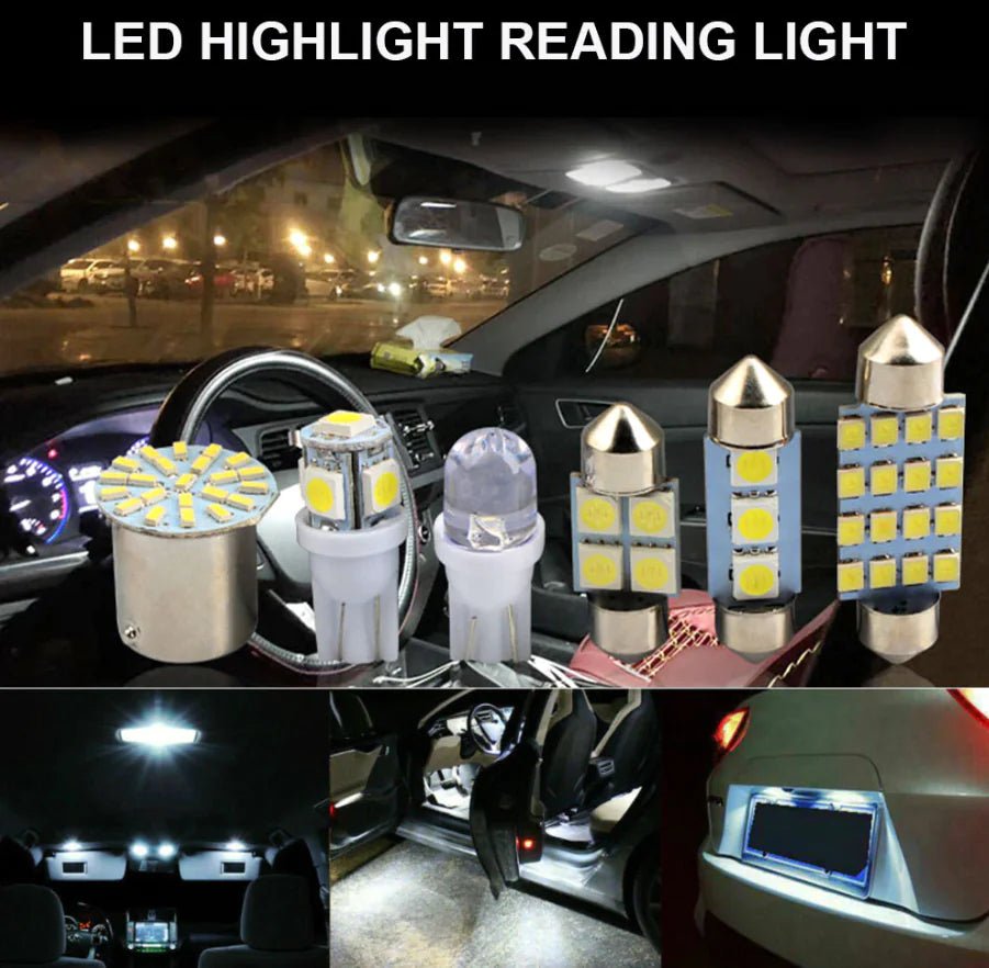 28pcs Car Interior White Combo LED Map Dome Door Trunk License Plate Light Bulbs - Rieworkes