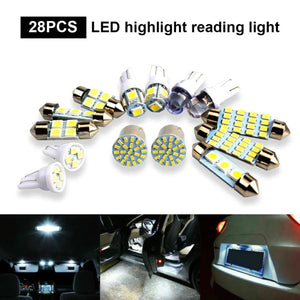 28pcs Car Interior White Combo LED Map Dome Door Trunk License Plate Light Bulbs - Rieworkes