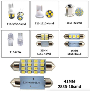 28pcs Car Interior White Combo LED Map Dome Door Trunk License Plate Light Bulbs - Rieworkes