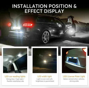 28pcs Car Interior White Combo LED Map Dome Door Trunk License Plate Light Bulbs - Rieworkes