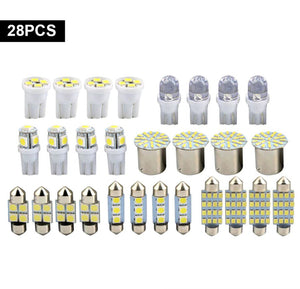 28pcs Car Interior White Combo LED Map Dome Door Trunk License Plate Light Bulbs - Rieworkes
