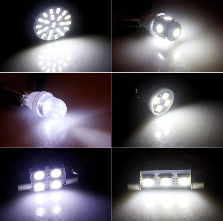 28pcs Car Interior White Combo LED Map Dome Door Trunk License Plate Light Bulbs - Rieworkes