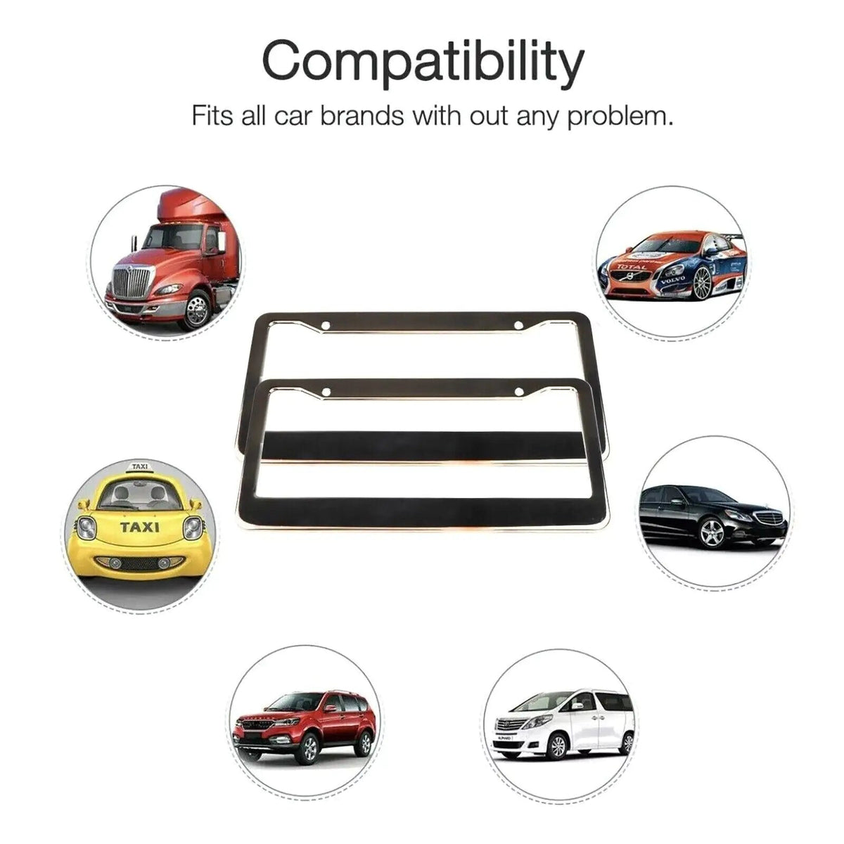 2PCS Chrome Stainless Steel Metal License Plate Frame Tag Cover With Screw Caps - Rieworkes