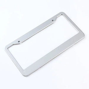 2PCS Chrome Stainless Steel Metal License Plate Frame Tag Cover With Screw Caps - Rieworkes