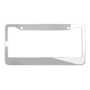 2PCS Chrome Stainless Steel Metal License Plate Frame Tag Cover With Screw Caps - Rieworkes